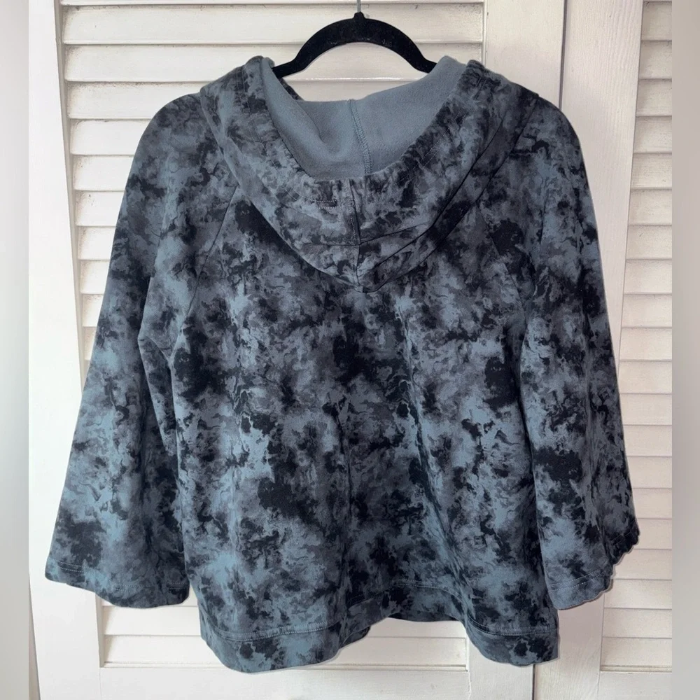 Pact Organic Cotton Tie Dye Hoodie Bell Sleeve Pullover Women’s Large Gray Blue